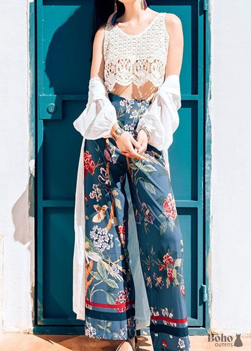 Boho Pants - Palazzo Pants in Blue Bird For Women